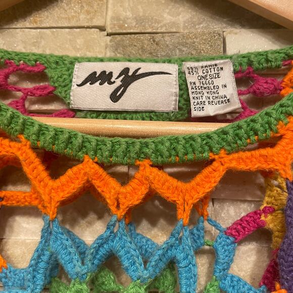 Vintage MY Beaded Crochet Top | Boho Festival Knit, Rainbow Mandala, Y2K (S-L) - Picture 5 of 7